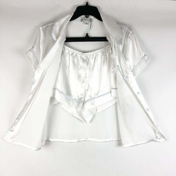 In Bloom by Jonquil Womens Mrs Satin Short Pajama Set XL Ivory The Bride NWT - Picture 4 of 14